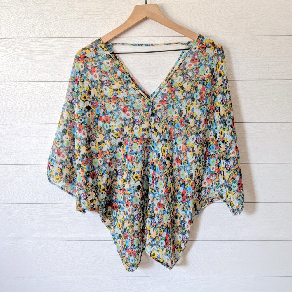 Kut from the Kloth Floral Chiffon Dolman Blouse